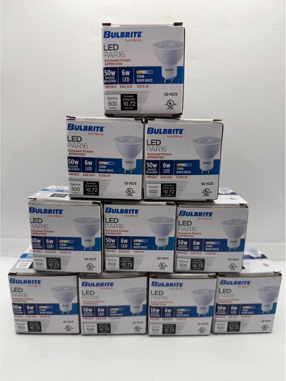 Bulbrite 771108 LED PAR16 GU10 6W 50W Eq 2700K Warm White Dimmable Lot of 10